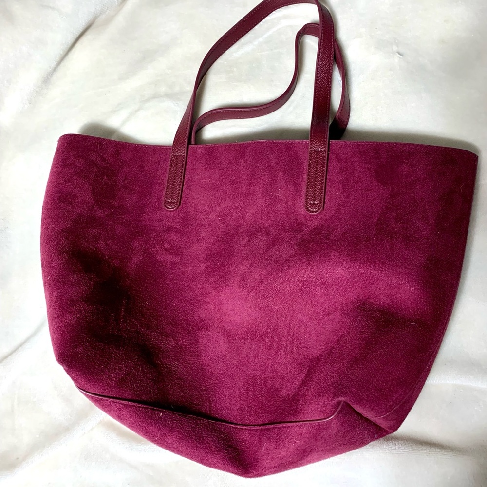 Burgundy Soft Velvet Like Over The Shoulder Bag